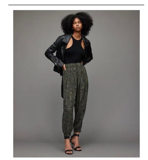 ALLSAINTS Pants - All Saints women's Lila Tamora tapered pants 8 snakeprint green